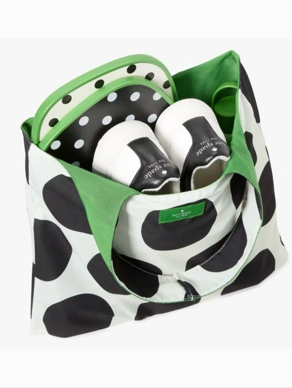 NEW Kate Spade Reusable Black & White Polka Dot Tote Bag